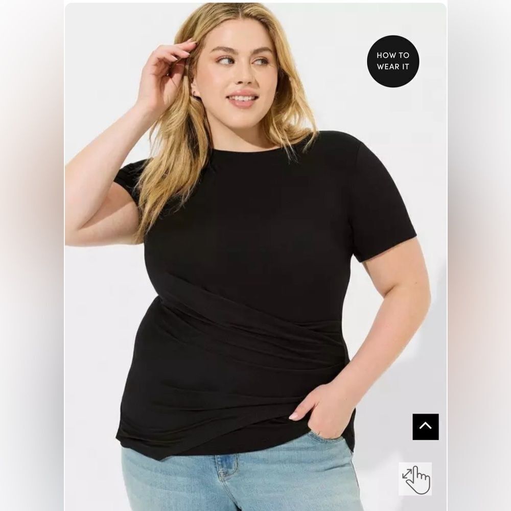 Torrid Super Soft Crew Neck Asymmetrical Wrap Tee